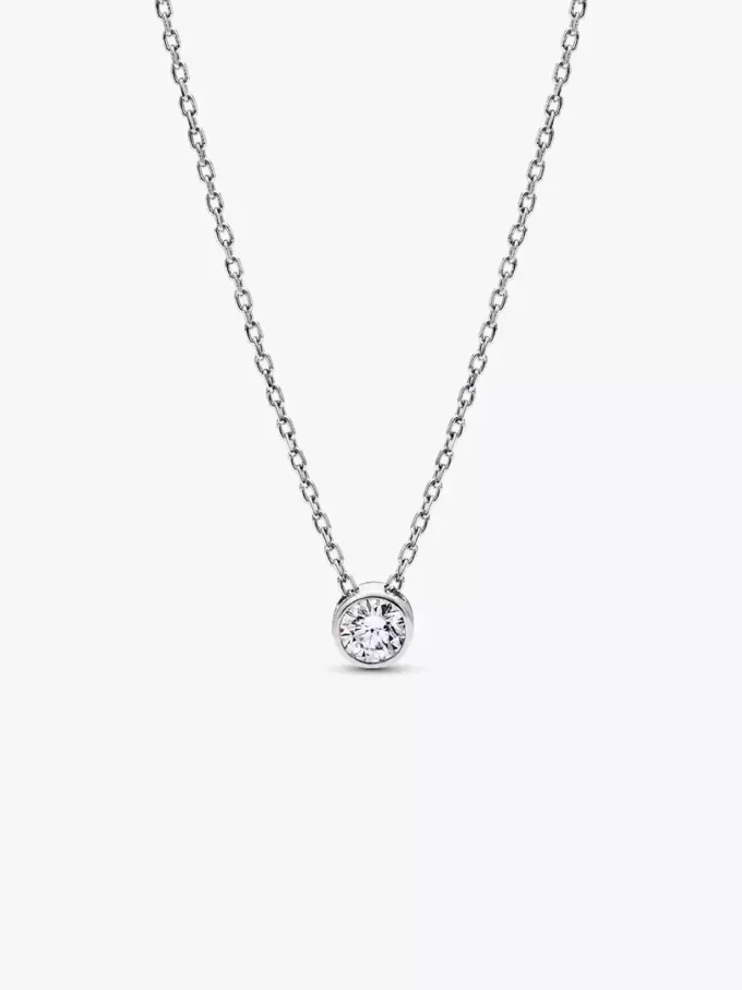 Pandora Era Bezel Anhänger-Halskette aus Sterlingsilber mit im Labor gezüchtetem Diamanten, 0,25 ct insgesamt, Sterlingsilber Pandora Era Bezel Anhänger-Halskette aus Sterlingsilber mit im Labor gezüchtetem Diamanten, 0,25 ct insgesamt, Sterlingsilber