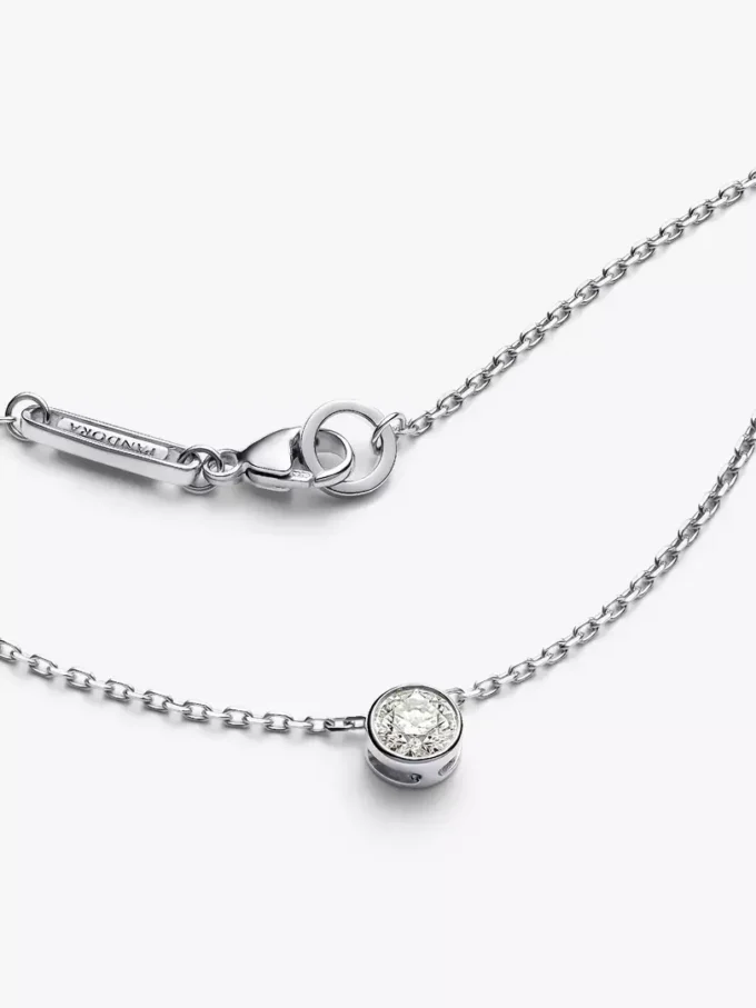 Pandora Era Bezel Anhänger-Halskette aus Sterlingsilber mit im Labor gezüchtetem Diamanten, 0,25 ct insgesamt, Sterlingsilber Pandora Era Bezel Anhänger-Halskette aus Sterlingsilber mit im Labor gezüchtetem Diamanten, 0,25 ct insgesamt, Sterlingsilber