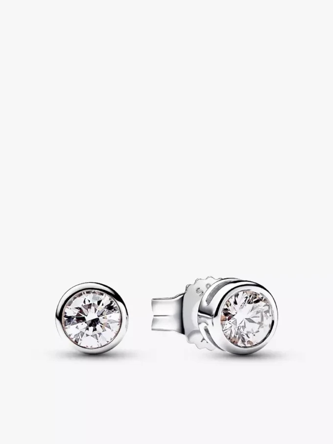 Pandora Era Bezel Ohrringe aus Sterlingsilber mit Lab-Grown Diamonds, 0,30 ct insgesamt, Sterlingsilber Pandora Era Bezel Ohrringe aus Sterlingsilber mit Lab-Grown Diamonds, 0,30 ct insgesamt, Sterlingsilber