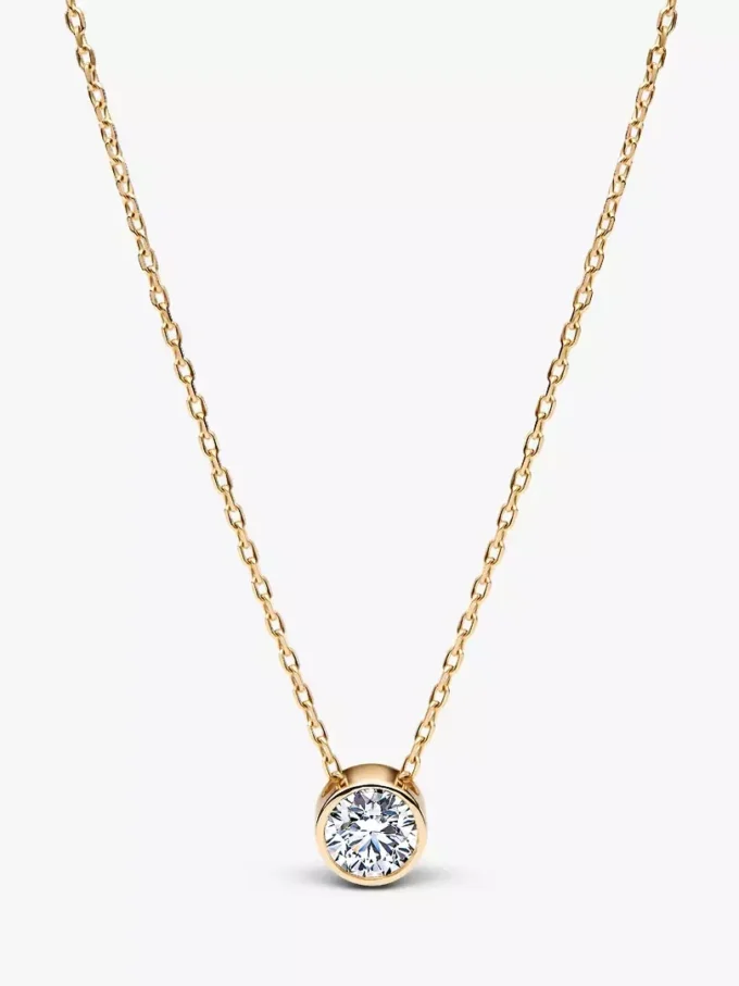 Pandora Era Bezel-Anhänger mit im Labor gezüchtetem Diamanten, 0,50 ct TW, 14 Karat Gold Pandora Era Bezel-Anhänger mit im Labor gezüchtetem Diamanten, 0,50 ct TW, 14 Karat Gold