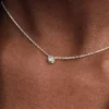 Pandora Era Bezel Halskette mit Anhänger aus Sterlingsilber und einem im Labor gezüchteten Diamanten, 0,15 Karat, Sterlingsilber Pandora Era Bezel Halskette mit Anhänger aus Sterlingsilber und einem im Labor gezüchteten Diamanten, 0,15 Karat, Sterlingsilber