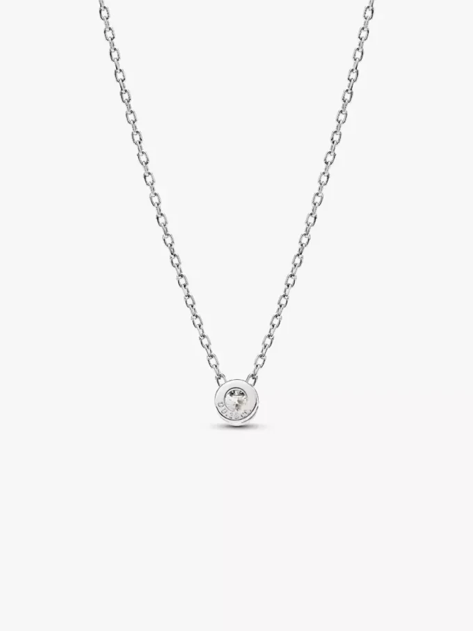 Pandora Era Bezel Halskette mit Anhänger aus Sterlingsilber und einem im Labor gezüchteten Diamanten, 0,15 Karat, Sterlingsilber Pandora Era Bezel Halskette mit Anhänger aus Sterlingsilber und einem im Labor gezüchteten Diamanten, 0,15 Karat, Sterlingsilber