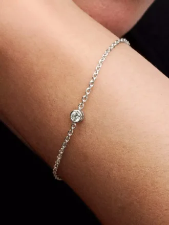 Pandora Era Bezel Kettenarmband aus Sterlingsilber mit Lab-Grown Diamonds, 0,15 Karat insgesamt, Sterlingsilber Pandora Era Bezel Kettenarmband aus Sterlingsilber mit Lab-Grown Diamonds, 0,15 Karat insgesamt, Sterlingsilber