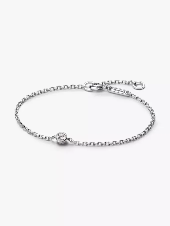Pandora Era Bezel Kettenarmband aus Sterlingsilber mit Lab-Grown Diamonds, 0,15 Karat insgesamt, Sterlingsilber Pandora Era Bezel Kettenarmband aus Sterlingsilber mit Lab-Grown Diamonds, 0,15 Karat insgesamt, Sterlingsilber
