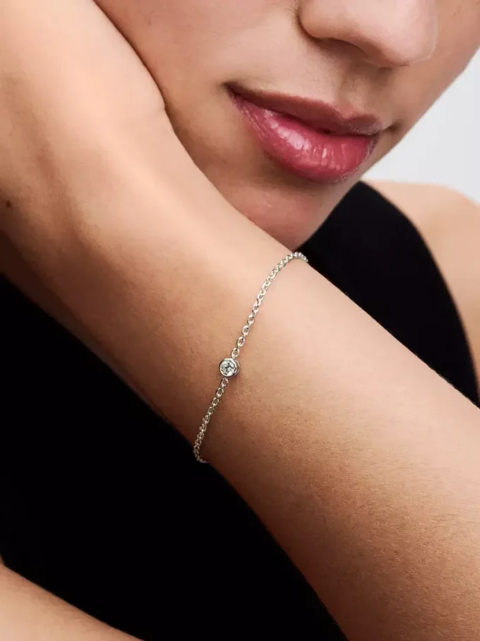 Pandora Era Bezel Kettenarmband aus Sterlingsilber mit Lab-Grown Diamonds, 0,15 Karat insgesamt, Sterlingsilber Pandora Era Bezel Kettenarmband aus Sterlingsilber mit Lab-Grown Diamonds, 0,15 Karat insgesamt, Sterlingsilber
