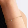 Pandora Era Bezel Lab-Grown Diamond Dangle Paperclip Chain Armband 0,10 ct TW, 14 Karat Gold Pandora Era Bezel Lab-Grown Diamond Dangle Paperclip Chain Armband 0,10 ct TW, 14 Karat Gold