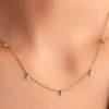Pandora Era Bezel Lab-Grown Diamond Dangle Station Paperclip Chain Halskette 0,13 ct TW, 14 Karat Gold Pandora Era Bezel Lab-Grown Diamond Dangle Station Paperclip Chain Halskette 0,13 ct TW, 14 Karat Gold