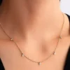 Pandora Era Bezel Lab-Grown Diamond Dangle Station Paperclip Chain Halskette 0,13 ct TW, 14 Karat Gold Pandora Era Bezel Lab-Grown Diamond Dangle Station Paperclip Chain Halskette 0,13 ct TW, 14 Karat Gold