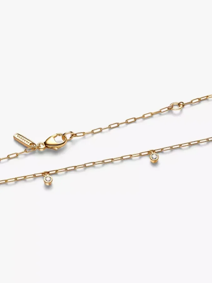 Pandora Era Bezel Lab-Grown Diamond Dangle Station Paperclip Chain Halskette 0,13 ct TW, 14 Karat Gold Pandora Era Bezel Lab-Grown Diamond Dangle Station Paperclip Chain Halskette 0,13 ct TW, 14 Karat Gold