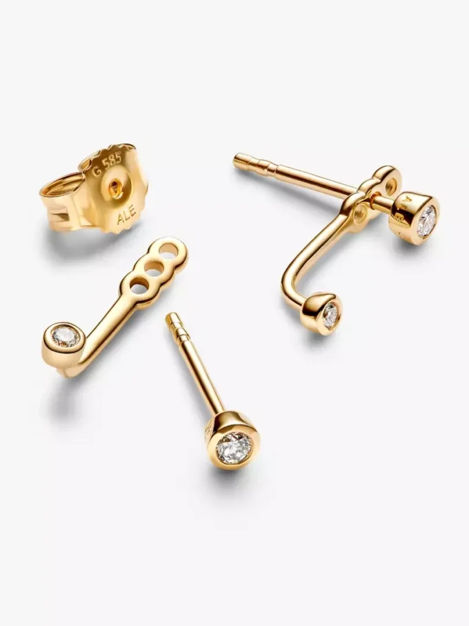 Pandora Era Bezel Lab-Grown Diamond Ohrringe mit Ear Jacket 0,10 ct TW, 14 Karat Gold Pandora Era Bezel Lab-Grown Diamond Ohrringe mit Ear Jacket 0,10 ct TW, 14 Karat Gold