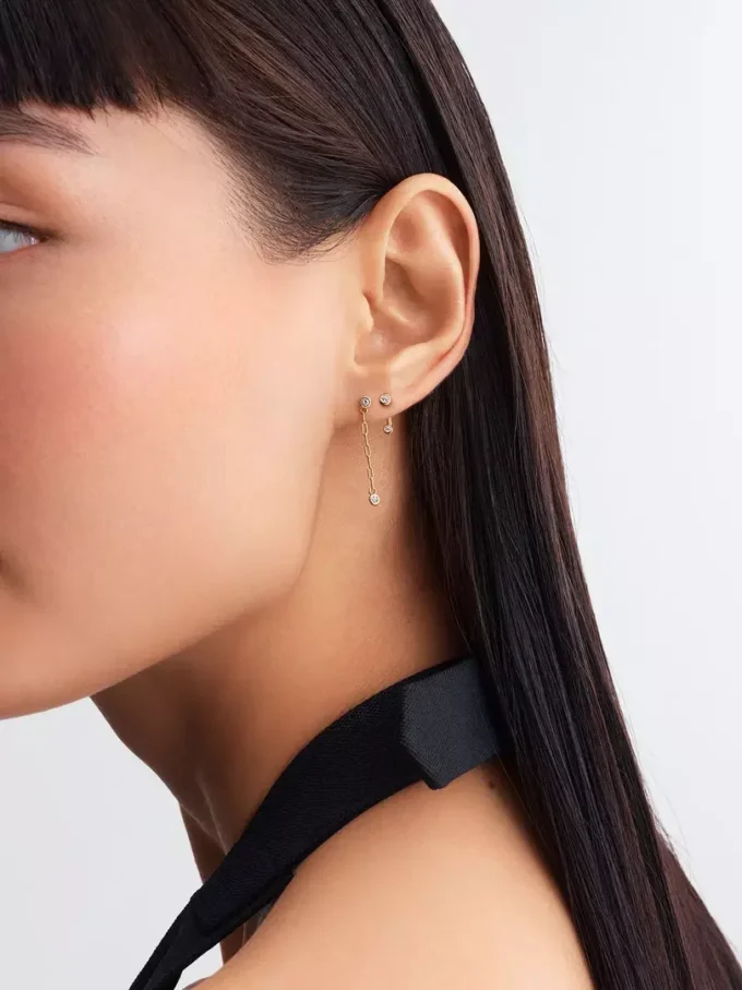 Pandora Era Bezel Lab-Grown Diamond Ohrringe mit Ear Jacket 0,10 ct TW, 14 Karat Gold Pandora Era Bezel Lab-Grown Diamond Ohrringe mit Ear Jacket 0,10 ct TW, 14 Karat Gold