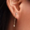 Pandora Era Bezel Lab-Grown Diamonds Paperclip Chain Drop Ohrringe 0,12 ct TW, 14 Karat Gold Pandora Era Bezel Lab-Grown Diamonds Paperclip Chain Drop Ohrringe 0,12 ct TW, 14 Karat Gold
