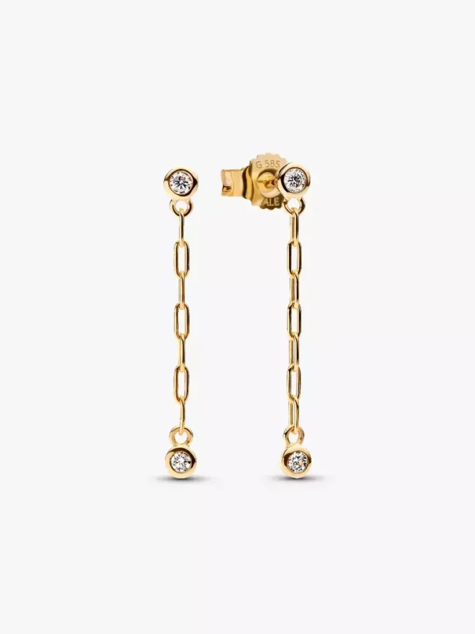 Pandora Era Bezel Lab-Grown Diamonds Paperclip Chain Drop Ohrringe 0,12 ct TW, 14 Karat Gold Pandora Era Bezel Lab-Grown Diamonds Paperclip Chain Drop Ohrringe 0,12 ct TW, 14 Karat Gold