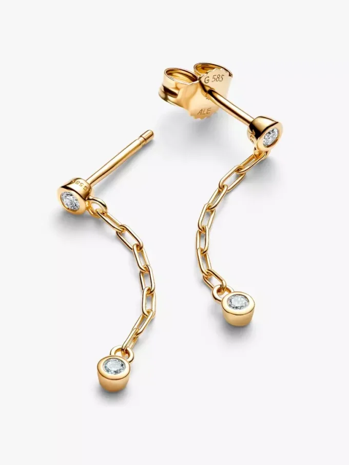 Pandora Era Bezel Lab-Grown Diamonds Paperclip Chain Drop Ohrringe 0,12 ct TW, 14 Karat Gold Pandora Era Bezel Lab-Grown Diamonds Paperclip Chain Drop Ohrringe 0,12 ct TW, 14 Karat Gold