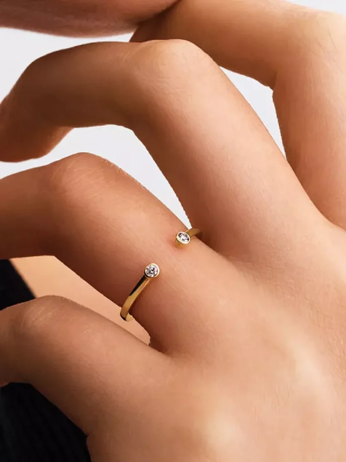 Pandora Era Bezel Ring mit Lab-Grown Diamonds, 0,07 ct insgesamt, 14 Karat Gold Pandora Era Bezel Ring mit Lab-Grown Diamonds, 0,07 ct insgesamt, 14 Karat Gold
