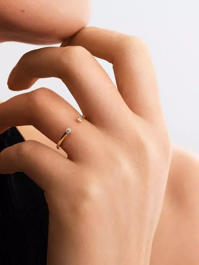 Pandora Era Bezel Ring mit Lab-Grown Diamonds, 0,07 ct insgesamt, 14 Karat Gold Pandora Era Bezel Ring mit Lab-Grown Diamonds, 0,07 ct insgesamt, 14 Karat Gold
