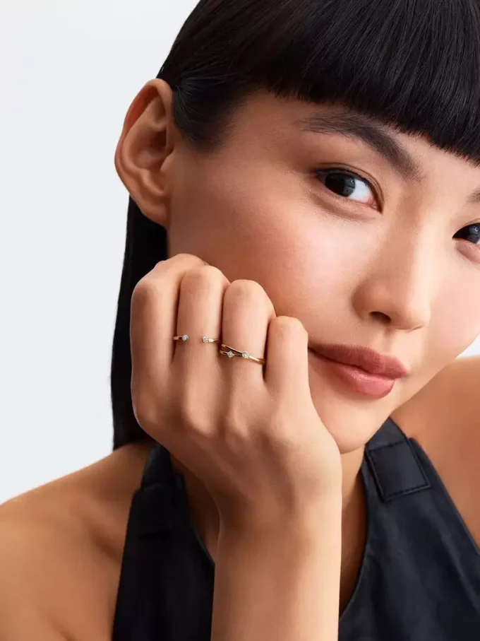 Pandora Era Crossover-Ring mit Lab-Grown Diamonds, 0,07 ct TW, 14 Karat Gold Pandora Era Crossover-Ring mit Lab-Grown Diamonds, 0,07 ct TW, 14 Karat Gold