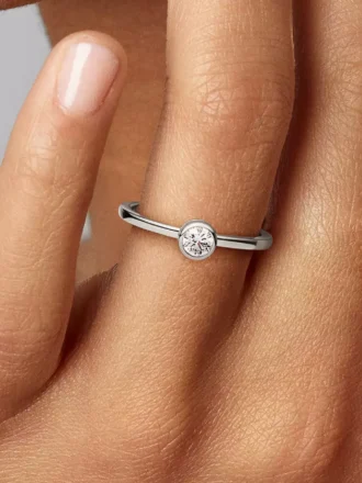 Pandora Era Bezel Sterling-Silber-Ring mit im Labor gezüchtetem Diamanten, 0,25 Karat, Sterling-Silber Pandora Era Bezel Sterling-Silber-Ring mit im Labor gezüchtetem Diamanten, 0,25 Karat, Sterling-Silber
