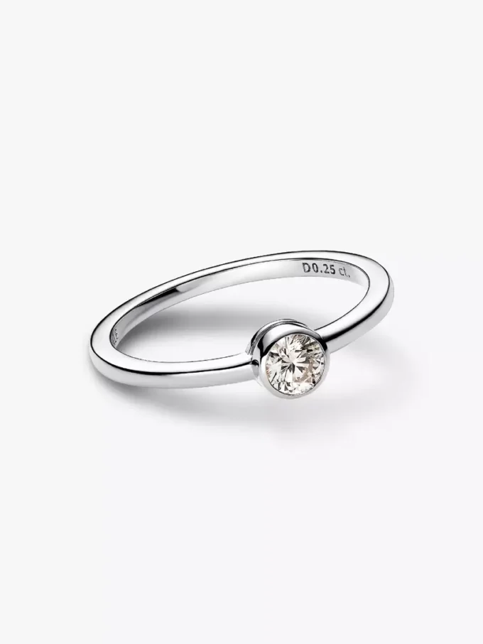 Pandora Era Bezel Sterling-Silber-Ring mit im Labor gezüchtetem Diamanten, 0,25 Karat, Sterling-Silber Pandora Era Bezel Sterling-Silber-Ring mit im Labor gezüchtetem Diamanten, 0,25 Karat, Sterling-Silber