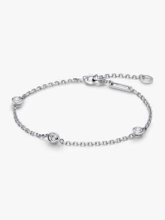 Pandora Era Bezel Sterlingsilber-Armband mit Lab-Grown-Diamanten in Station-Kette – 0,30 ct TW, Sterlingsilber Pandora Era Bezel Sterlingsilber-Armband mit Lab-Grown-Diamanten in Station-Kette – 0,30 ct TW, Sterlingsilber
