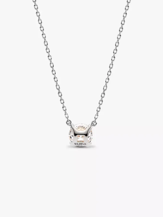 Pandora Era Halskette mit Anhänger aus 14 Karat Weißgold und im Labor gezüchtetem Diamanten, 1,00 Karat insgesamt, 14 Karat Weißgold Pandora Era Halskette mit Anhänger aus 14 Karat Weißgold und im Labor gezüchtetem Diamanten, 1,00 Karat insgesamt, 14 Karat Weißgold