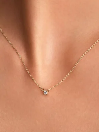 Pandora Era Halskette mit Anhänger aus einem im Labor gezüchteten Diamanten, 0,05 Karat, 14 Karat Gold Pandora Era Halskette mit Anhänger aus einem im Labor gezüchteten Diamanten, 0,05 Karat, 14 Karat Gold