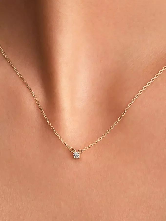 Pandora Era Halskette mit Anhänger aus einem im Labor gezüchteten Diamanten, 0,05 Karat, 14 Karat Gold Pandora Era Halskette mit Anhänger aus einem im Labor gezüchteten Diamanten, 0,05 Karat, 14 Karat Gold