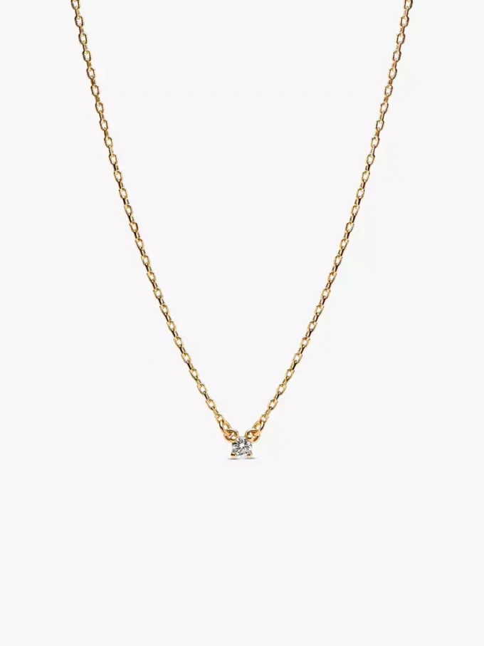 Pandora Era Halskette mit Anhänger aus einem im Labor gezüchteten Diamanten, 0,05 Karat, 14 Karat Gold Pandora Era Halskette mit Anhänger aus einem im Labor gezüchteten Diamanten, 0,05 Karat, 14 Karat Gold