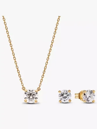 Pandora Era Halskette mit Anhänger und Ohrring-Set aus Lab-Grown Diamonds, 2,00 Karat insgesamt, 14 Karat vergoldet, 2 Stück Pandora Era Halskette mit Anhänger und Ohrring-Set aus Lab-Grown Diamonds, 2,00 Karat insgesamt, 14 Karat vergoldet, 2 Stück