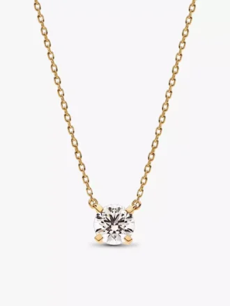 Pandora Era Halskette mit Anhänger und Ohrring-Set aus Lab-Grown Diamonds, 2,00 Karat insgesamt, 14 Karat vergoldet, 2 Stück Pandora Era Halskette mit Anhänger und Ohrring-Set aus Lab-Grown Diamonds, 2,00 Karat insgesamt, 14 Karat vergoldet, 2 Stück