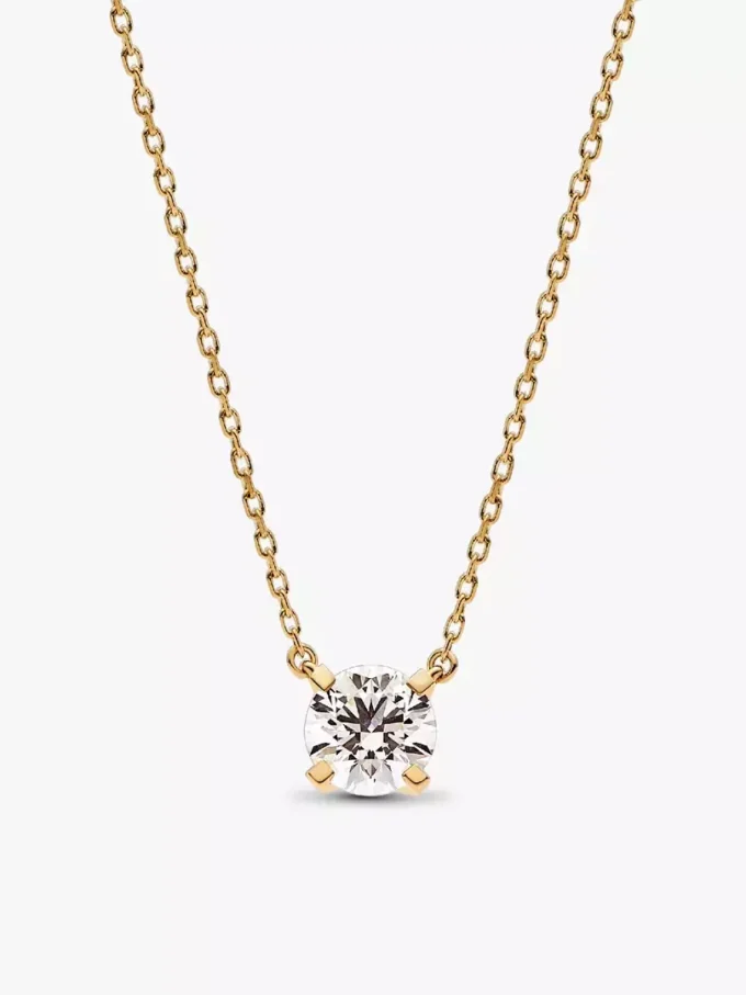 Pandora Era Halskette mit Anhänger und Ohrring-Set aus Lab-Grown Diamonds, 2,00 Karat insgesamt, 14 Karat vergoldet, 2 Stück Pandora Era Halskette mit Anhänger und Ohrring-Set aus Lab-Grown Diamonds, 2,00 Karat insgesamt, 14 Karat vergoldet, 2 Stück