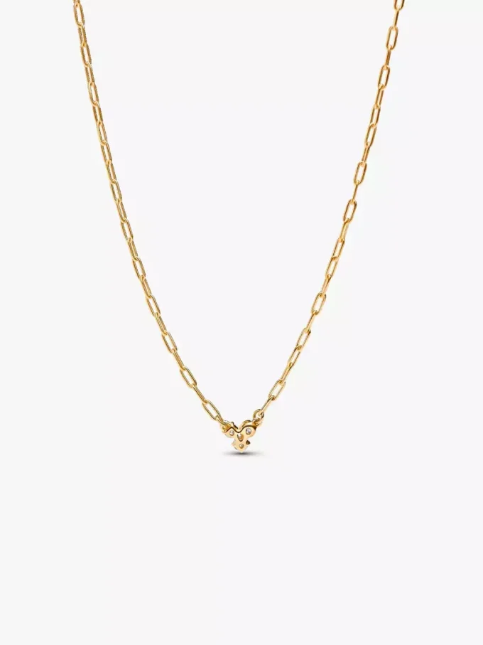 Pandora Era Lab-Grown Diamonds Cluster Paperclip-Halskette, 0,10 ct TW, 14 Karat Gold Pandora Era Lab-Grown Diamonds Cluster Paperclip-Halskette, 0,10 ct TW, 14 Karat Gold