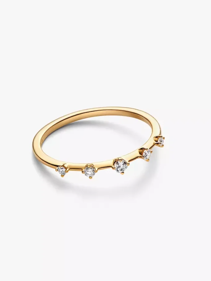 Pandora Era Lab-Grown Diamonds Station Ring 0,11 ct TW, 14 Karat Gold Pandora Era Lab-Grown Diamonds Station Ring 0,11 ct TW, 14 Karat Gold