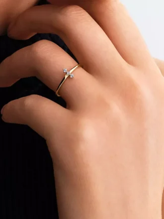 Pandora Era Lab-Grown Diamonds Trio Ring 0,07 ct tw, 14 Karat Gold Pandora Era Lab-Grown Diamonds Trio Ring 0,07 ct tw, 14 Karat Gold
