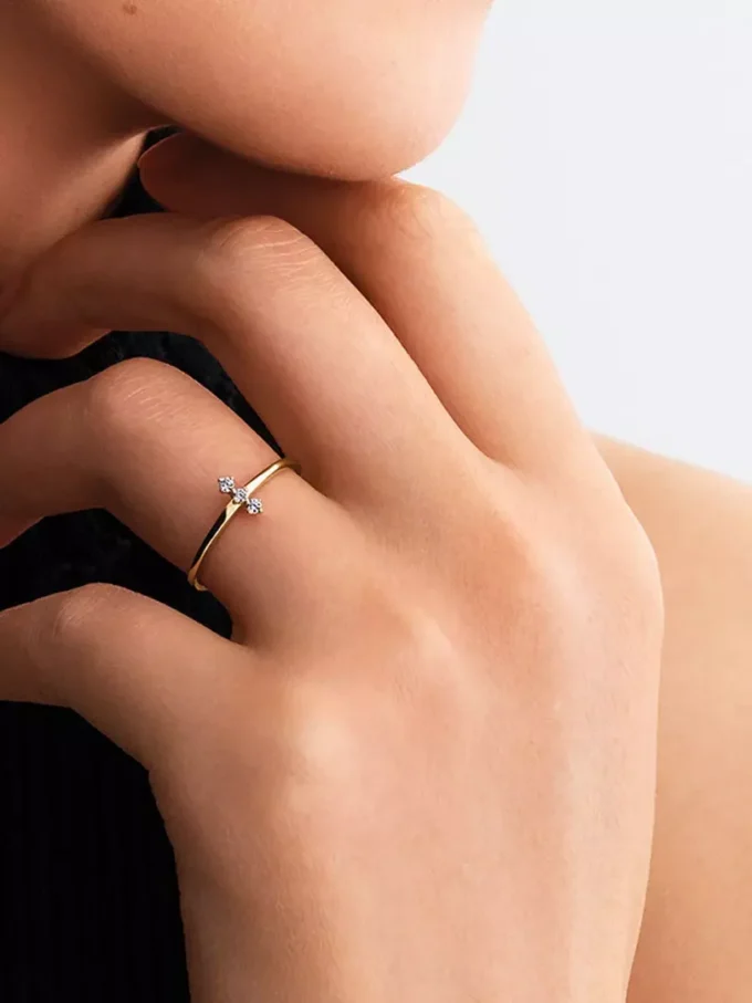 Pandora Era Lab-Grown Diamonds Trio Ring 0,07 ct tw, 14 Karat Gold Pandora Era Lab-Grown Diamonds Trio Ring 0,07 ct tw, 14 Karat Gold