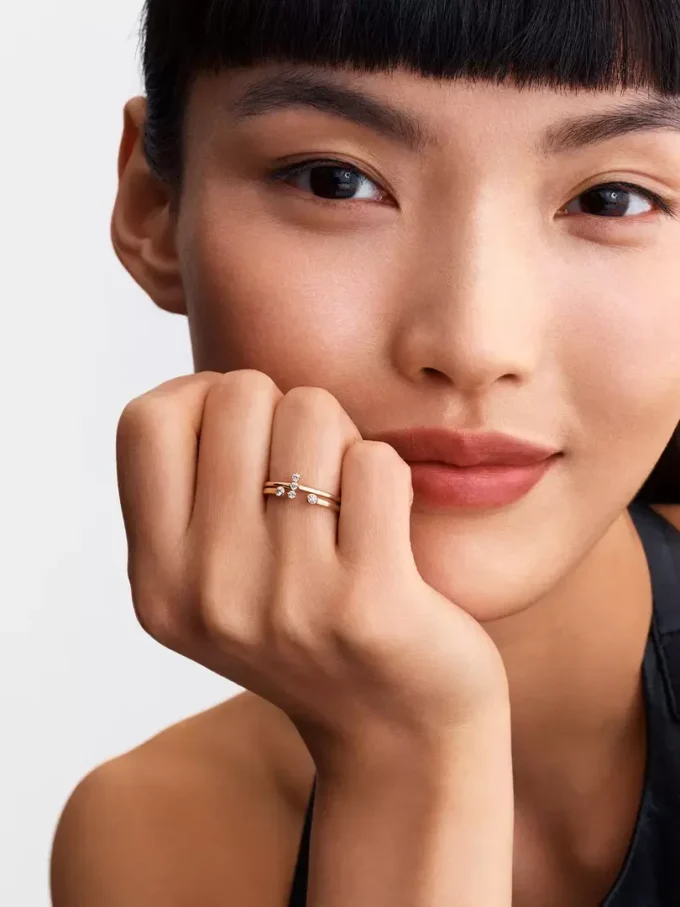 Pandora Era Lab-Grown Diamonds Trio Ring 0,07 ct tw, 14 Karat Gold Pandora Era Lab-Grown Diamonds Trio Ring 0,07 ct tw, 14 Karat Gold