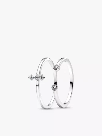 Pandora Era Lab-Grown Diamonds Weißgold-Ring-Set (offener Ring und Trio-Ring), 2er-Set Pandora Era Lab-Grown Diamonds Weißgold-Ring-Set (offener Ring und Trio-Ring), 2er-Set