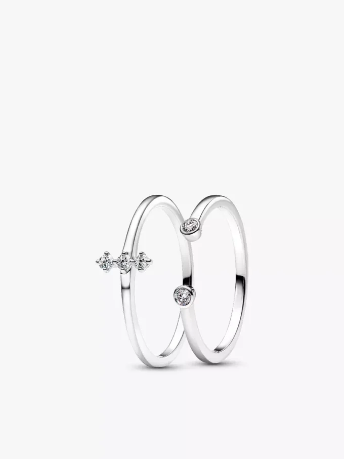 Pandora Era Lab-Grown Diamonds Weißgold-Ring-Set (offener Ring und Trio-Ring), 2er-Set Pandora Era Lab-Grown Diamonds Weißgold-Ring-Set (offener Ring und Trio-Ring), 2er-Set