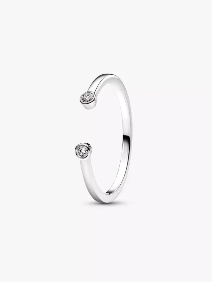 Pandora Era offener Ring mit Lab-Grown Diamonds, 0,07 ct insgesamt, 14 Karat Weißgold Pandora Era offener Ring mit Lab-Grown Diamonds, 0,07 ct insgesamt, 14 Karat Weißgold