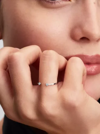 Pandora Era offener Ring mit Lab-Grown Diamonds, 0,07 ct insgesamt, 14 Karat Weißgold Pandora Era offener Ring mit Lab-Grown Diamonds, 0,07 ct insgesamt, 14 Karat Weißgold