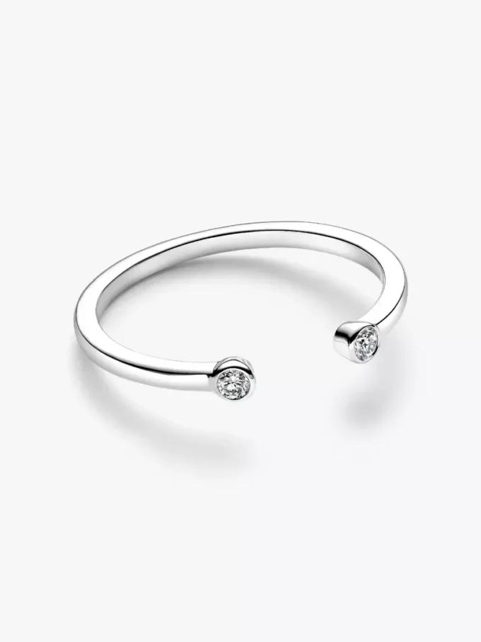 Pandora Era offener Ring mit Lab-Grown Diamonds, 0,07 ct insgesamt, 14 Karat Weißgold Pandora Era offener Ring mit Lab-Grown Diamonds, 0,07 ct insgesamt, 14 Karat Weißgold