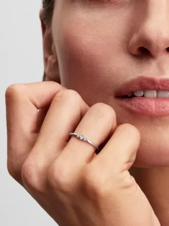 Pandora Era Ring mit drei im Labor gezüchteten Diamanten, 0,09 Karat insgesamt, 14 Karat Weißgold Pandora Era Ring mit drei im Labor gezüchteten Diamanten, 0,09 Karat insgesamt, 14 Karat Weißgold
