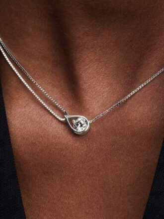 Pandora Infinite 14 Karat Weißgold Halskette mit doppelter Kette und im Labor gezüchtetem Diamanten – 0,75 Karat Gesamtgewicht, 14 Karat Weißgold Pandora Infinite 14 Karat Weißgold Halskette mit doppelter Kette und im Labor gezüchtetem Diamanten – 0,75 Karat Gesamtgewicht, 14 Karat Weißgold