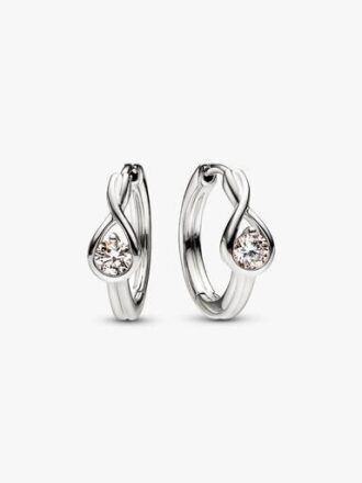 Pandora Infinite 14-karätige Weißgold-Ohrringe mit synthetischen Diamanten – 0,50 ct TW, 14-karätiges Weißgold