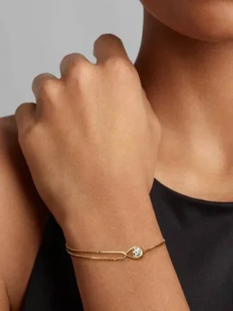 Pandora Infinite 14-karätiges Gold-Armband mit doppelter Kette und Lab-Grown Diamonds – 0,50 ct TW, 14-karätiges Gold Pandora Infinite 14-karätiges Gold-Armband mit doppelter Kette und Lab-Grown Diamonds – 0,50 ct TW, 14-karätiges Gold
