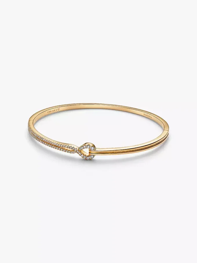 Pandora „Infinite“ Bangle mit zweireihigem Pavé aus im Labor gezüchteten Diamanten, 0,45 ct insgesamt, 14 Karat Gold Pandora „Infinite“ Bangle mit zweireihigem Pavé aus im Labor gezüchteten Diamanten, 0,45 ct insgesamt, 14 Karat Gold
