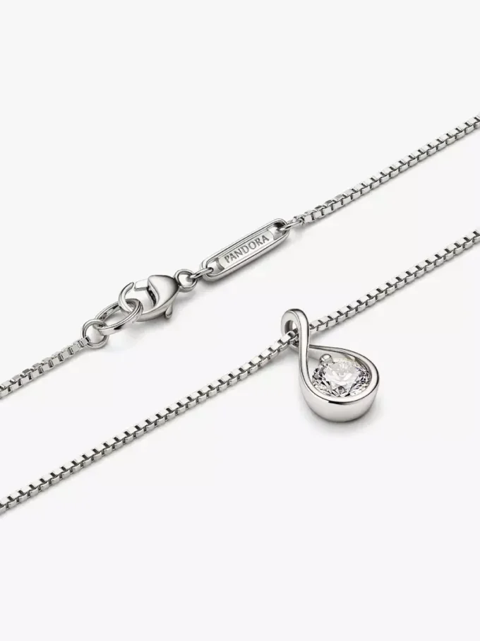Pandora Infinite Halskette mit Anhänger aus 14 Karat Weißgold und im Labor gezüchtetem Diamanten, 0,50 Karat insgesamt, 14 Karat Weißgold Pandora Infinite Halskette mit Anhänger aus 14 Karat Weißgold und im Labor gezüchtetem Diamanten, 0,50 Karat insgesamt, 14 Karat Weißgold