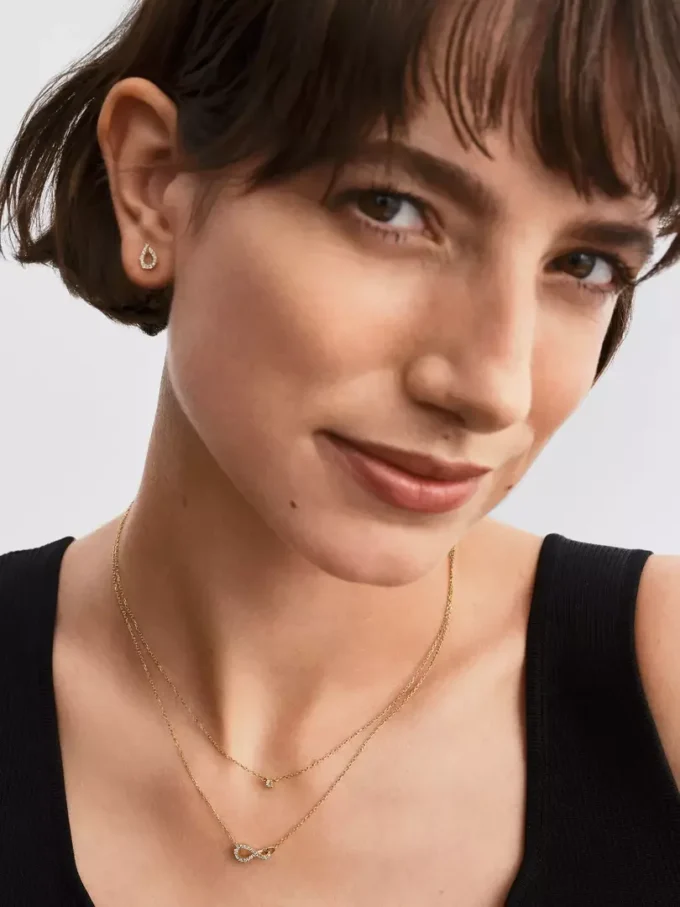 Pandora Infinite Pavé-Ohrringe mit synthetischen Diamanten, 0,16 Karat insgesamt, 14 Karat Gold
