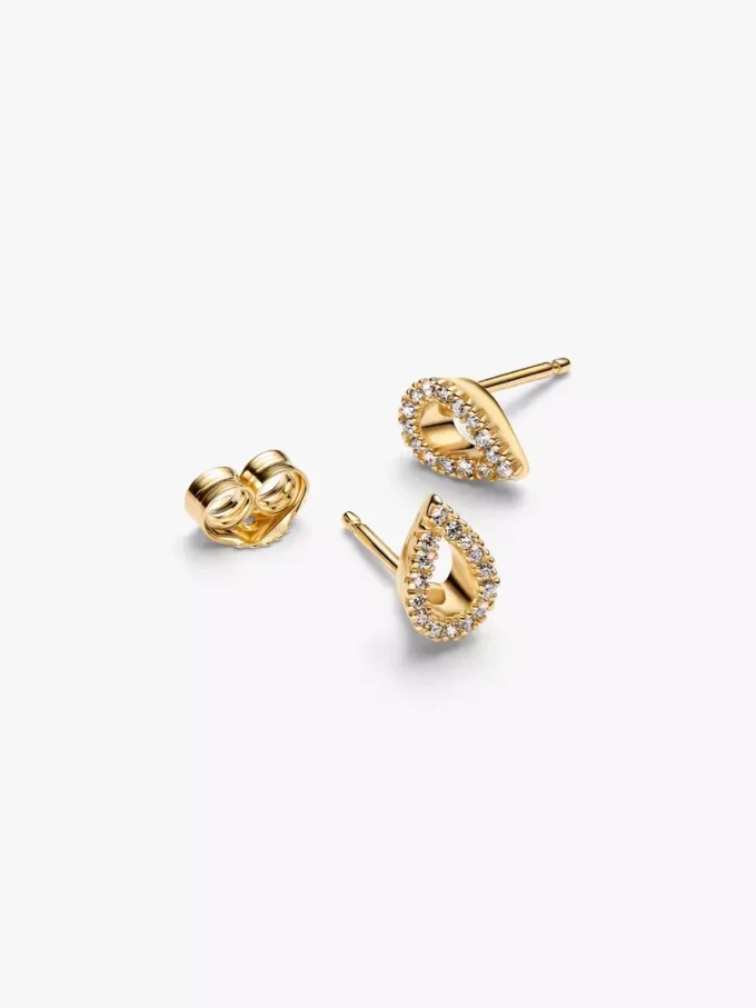 Pandora Infinite Pavé-Ohrringe mit synthetischen Diamanten, 0,16 Karat insgesamt, 14 Karat Gold