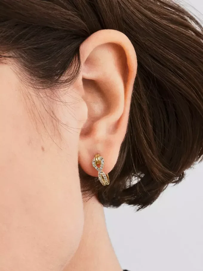 Pandora Infinite Pavé-Ohrringe mit synthetischen Diamanten, 0,26 Karat insgesamt, 14 Karat Gold